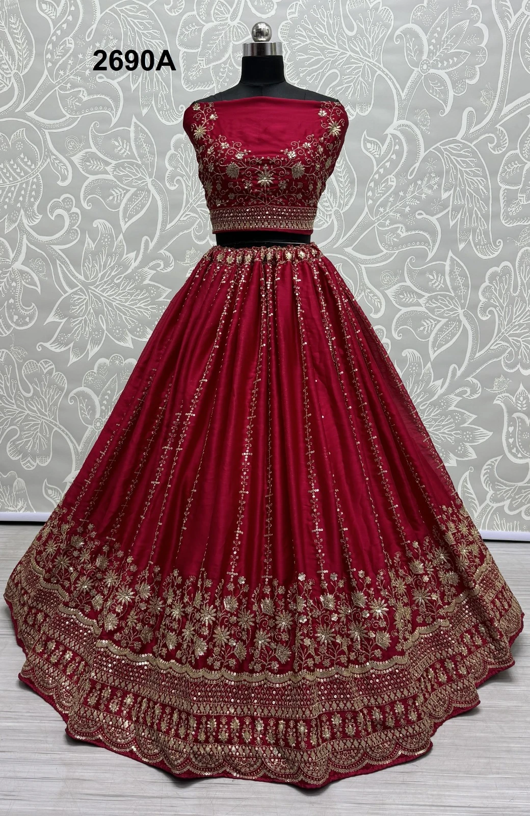 Anjani Art 2690A & 2690B Satin Chiffon Wholesale Lehenga Catalog — Wholesale Lehenga, MPA wholesale from Surat - Gallery Image 4